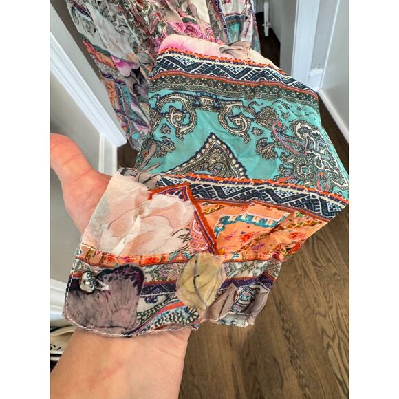 Johnny Was Umoya Blouse Size Small Cotton Gauze Embroidered Boho Top - Picture 4 of 6